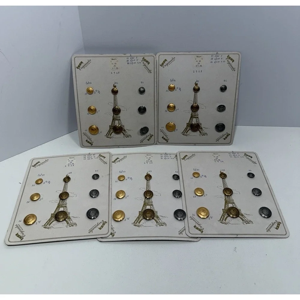 BGE Originals Gold Silver Tons Lot of 5 Cards 1970s–80s Metal 45 Buttons Macys